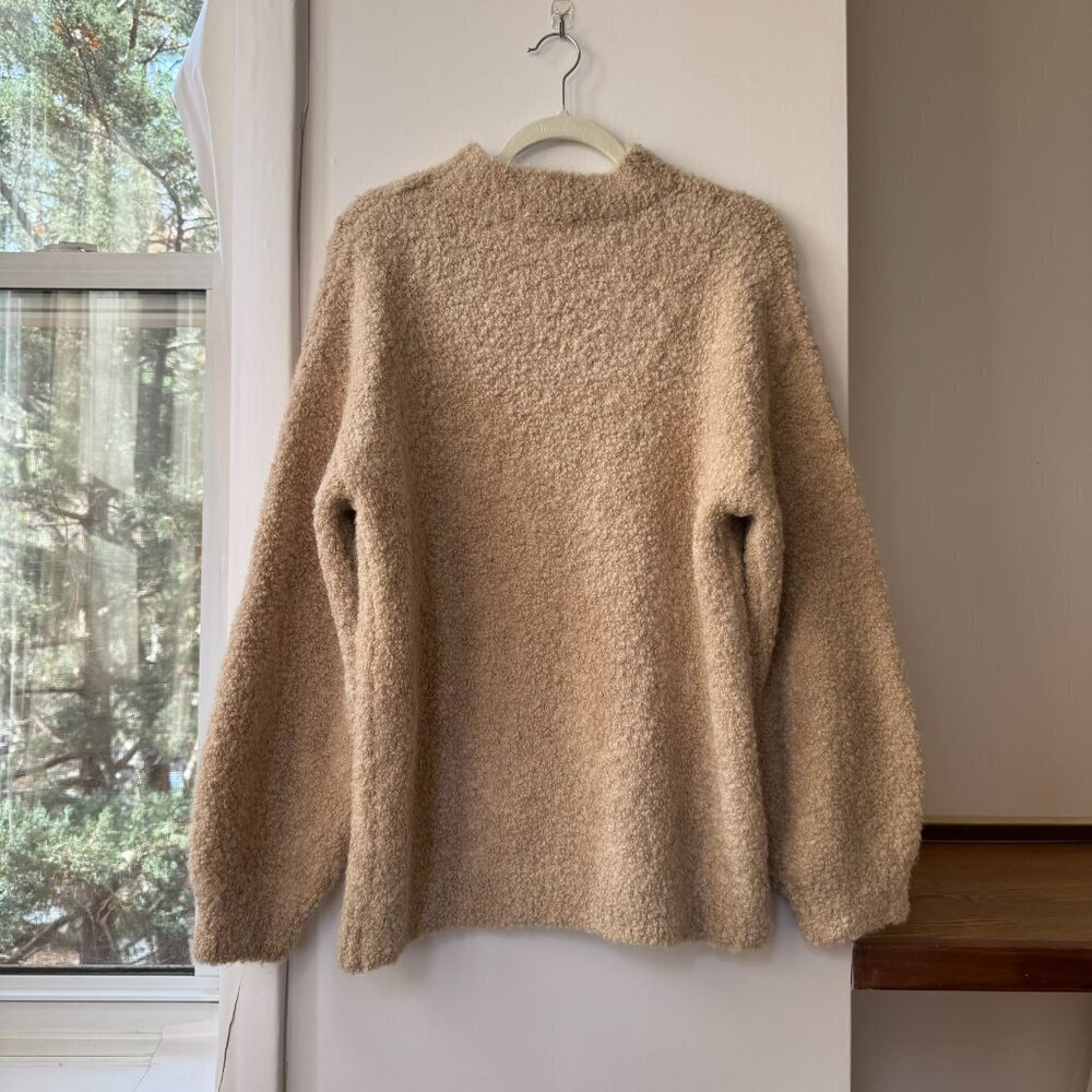 Reformation Ambrose Boucle Oversized Alpaca-Blend Mock-Neck Sweater Ginger Large - Picture 3 of 13